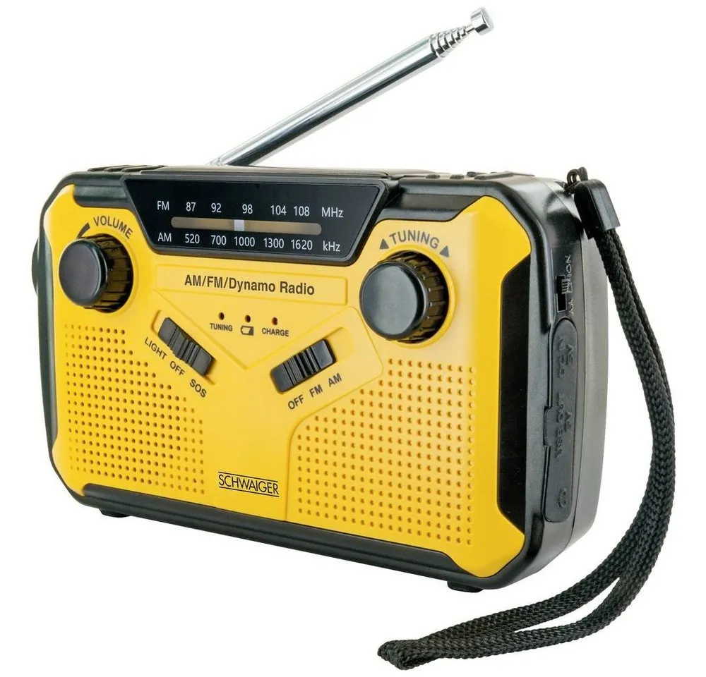 Schwaiger UKW Outdoor Radio RADK0001 Radio (Handkurbel, Solarpanel, spritzwassergeschützt, stoßfest)