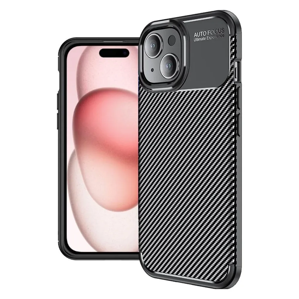 Screenguard Apple iPhone 15 Hülle Carbon Design TPU Case