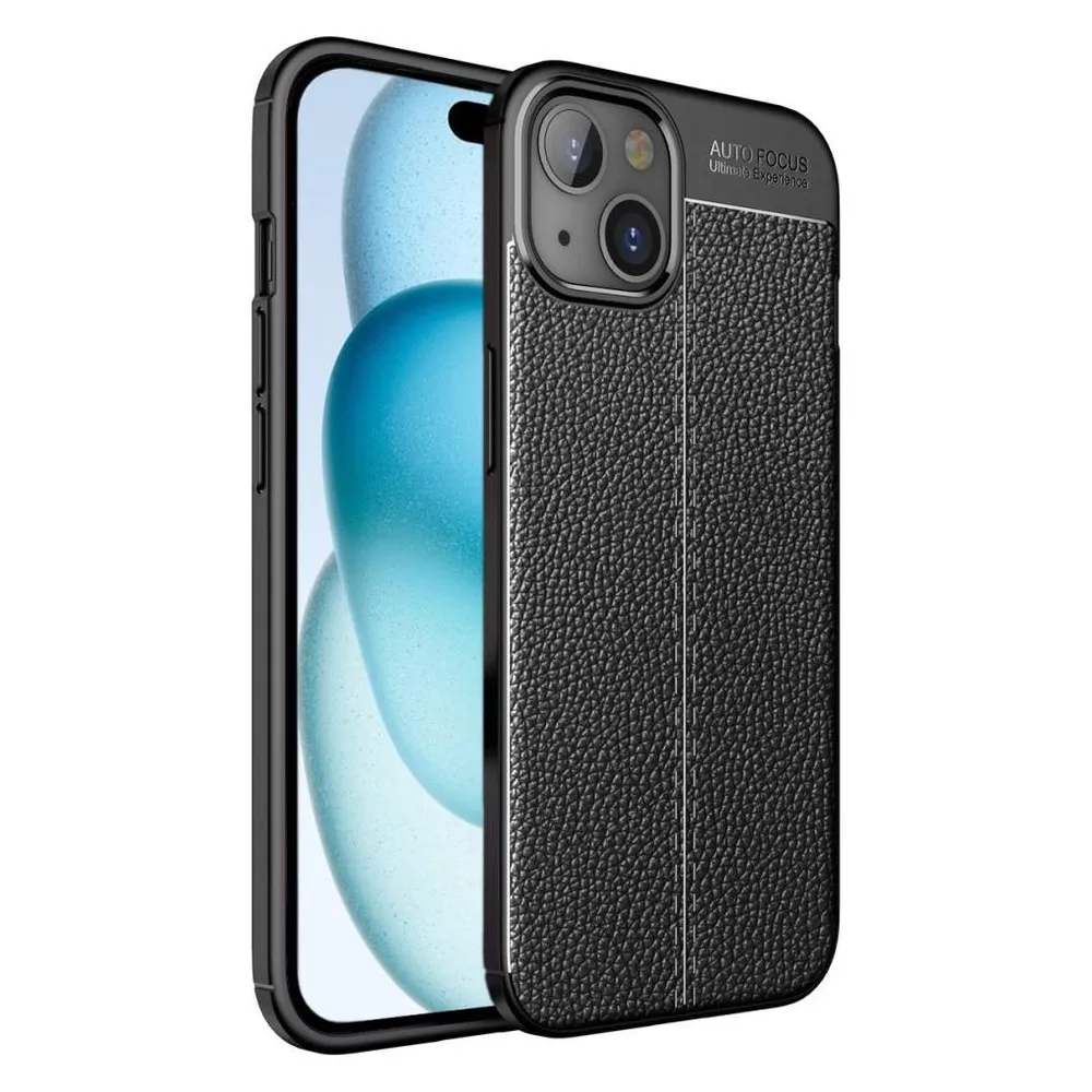 Screenguard Apple iPhone 15 Plus Hülle Leather Design TPU Cover