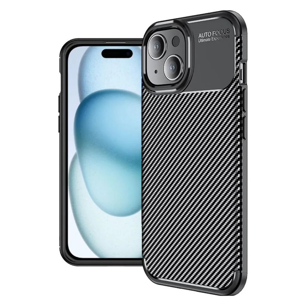 Screenguard Apple iPhone 15 Plus Hülle Carbon Design TPU Case