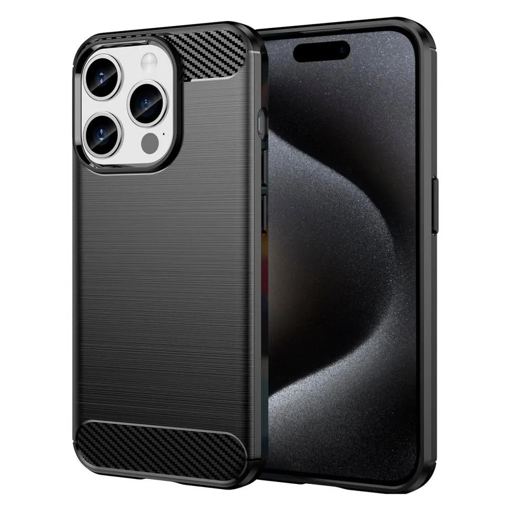 Screenguard Apple iPhone 15 Pro Hülle Carbon Brushed Soft TPU