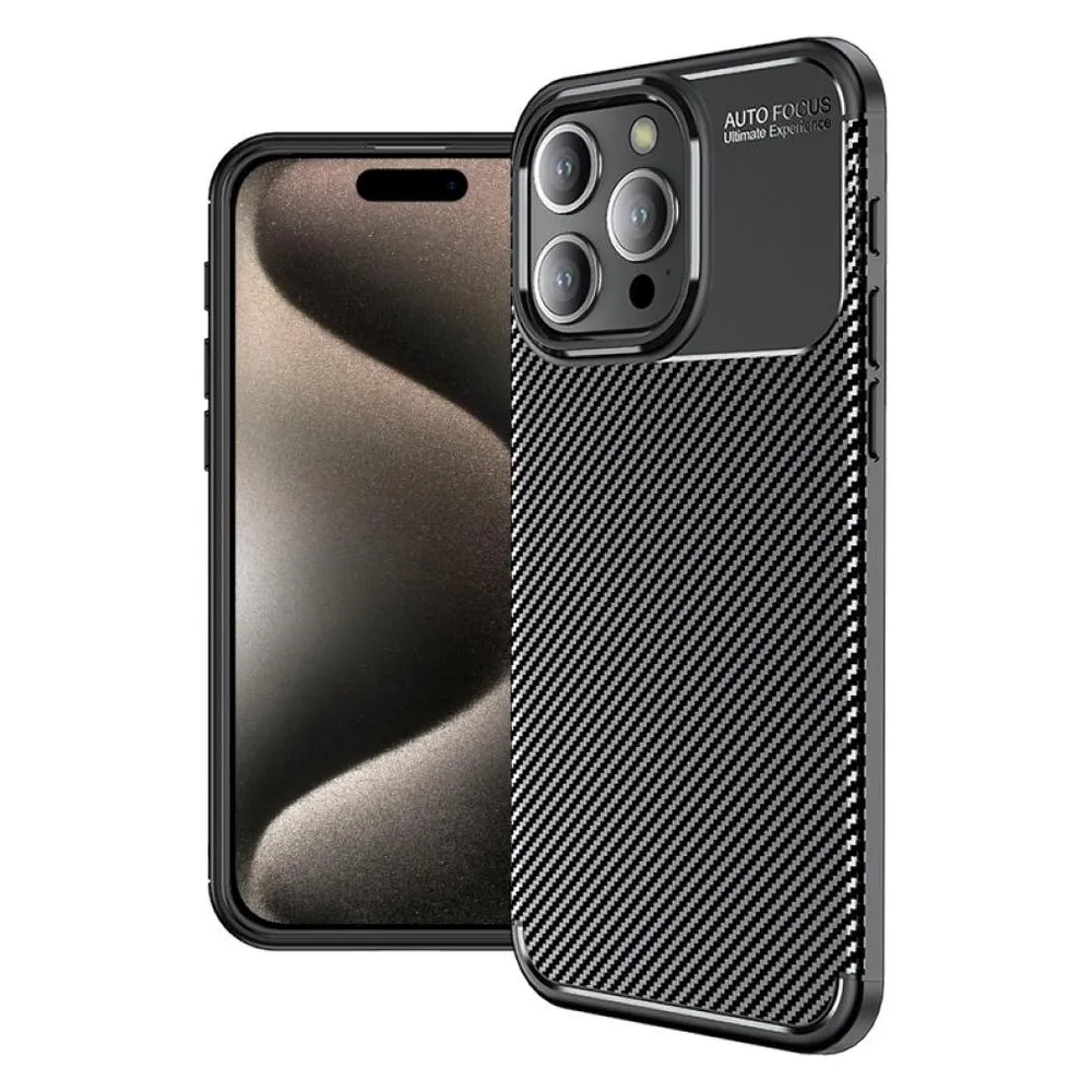 Screenguard Apple iPhone 15 Pro Hülle Carbon Design TPU Case