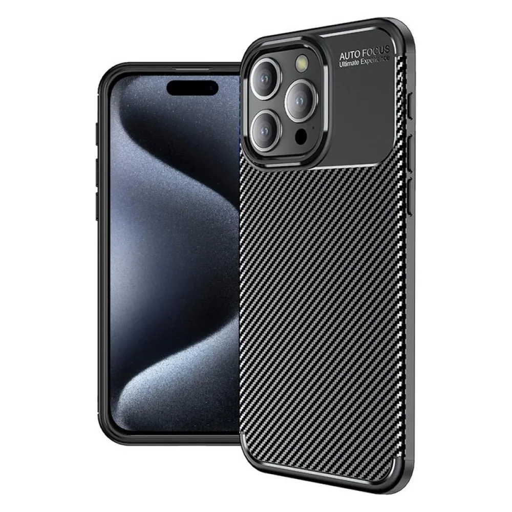 Screenguard Apple iPhone 15 Pro Max Hülle Carbon Design TPU Case