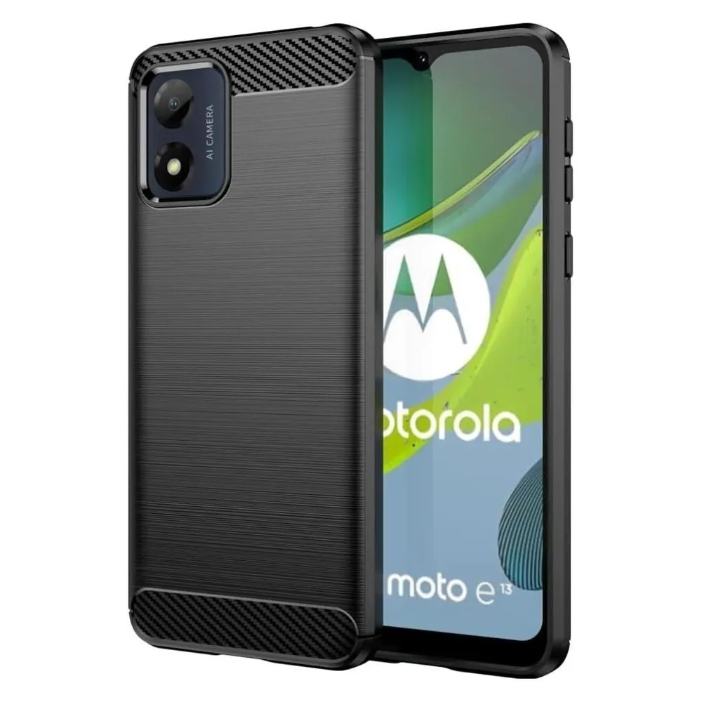 Screenguard Motorola Moto E13 Hülle Carbon Brushed Soft TPU