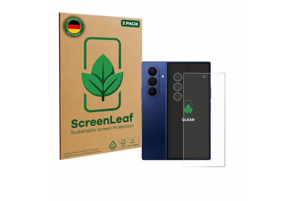 ScreenLeaf Displayschutzfolie Schutzfolie für Samsung Galaxy Z Fold 7 (Display+Kamera), 2 Stück, nachhaltiger Displayschutz Schutz Folie Klar Transparent