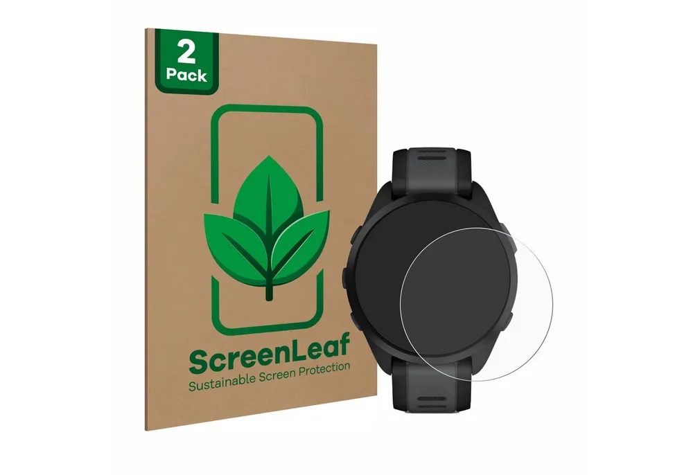 ScreenLeaf Displayschutzfolie Schutzfolie für Garmin Forerunner 165, 2 Stück, nachhaltiger Displayschutz Schutz Folie Klar Transparent