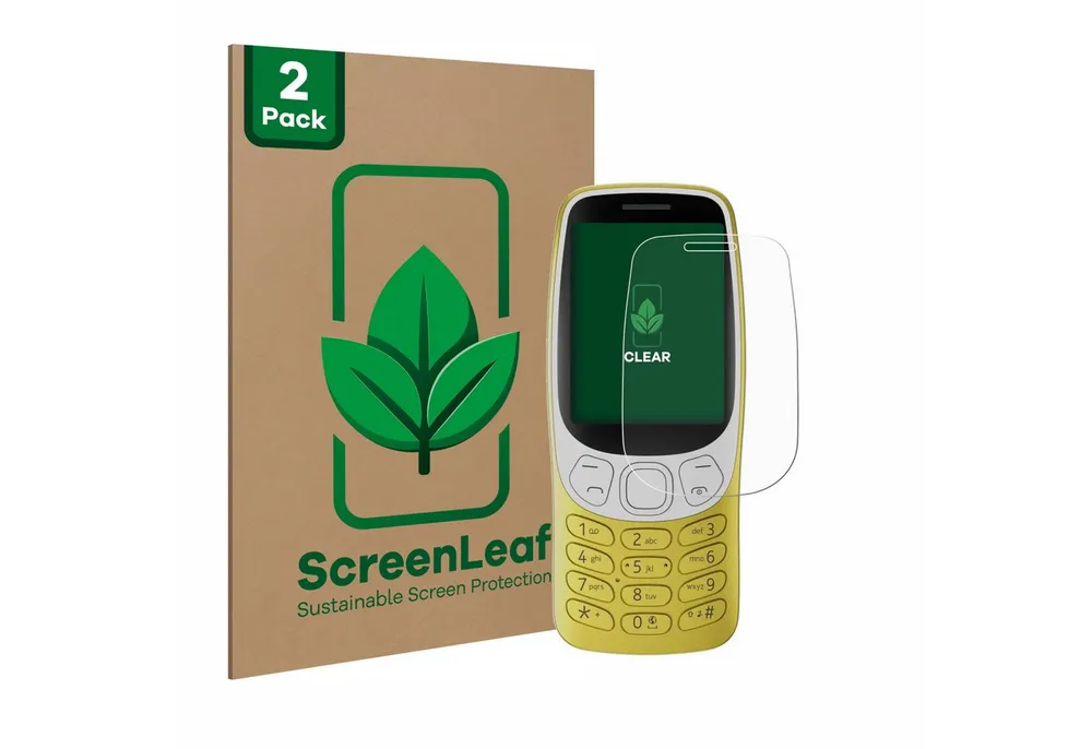 ScreenLeaf Displayschutzfolie Schutzfolie für Nokia 3210, 2 Stück, nachhaltiger Displayschutz Schutz Folie Klar Transparent