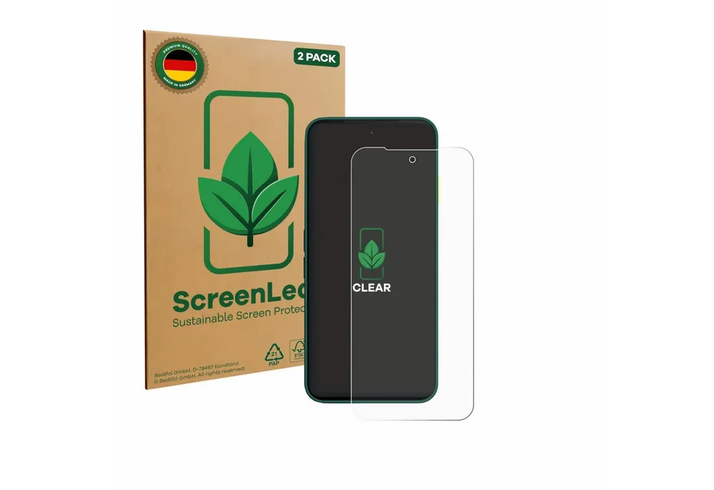 ScreenLeaf Displayschutzfolie Schutzfolie für Fairphone 6, 2 Stück, nachhaltiger Displayschutz Schutz Folie Klar Transparent