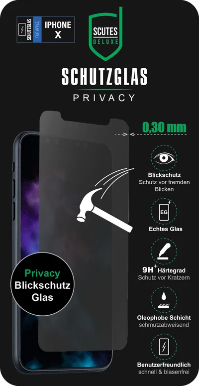 Schutzglas Privacy, iPhone X