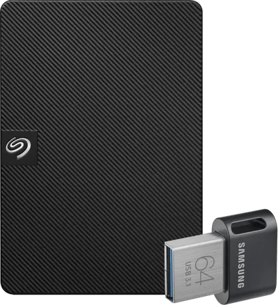 Seagate Expansion Portable 1 TB + Samsung Fit Plus USB 64 GB