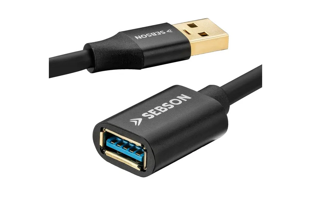 SEBSON USB Verlängerung 2m - A Stecker/A Buchse - USB 3.0 Datenkabel 5 Gbit/s Smartphone-Kabel, (200 cm)