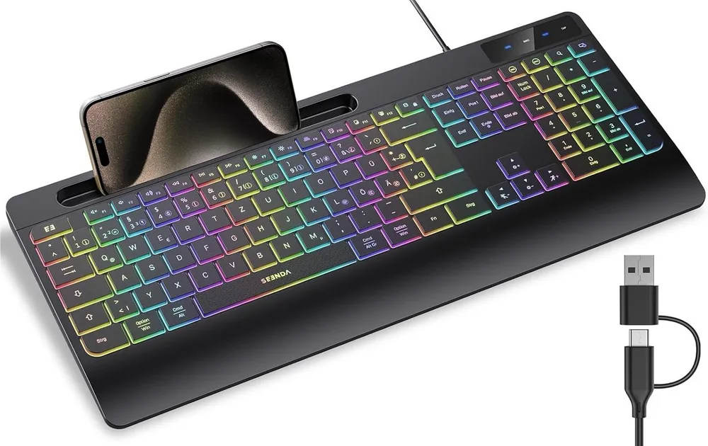 Seenda KOE200 Kabelgebundene Tastatur beleuchtet ergonomische Tastatur ergonomische Tastatur