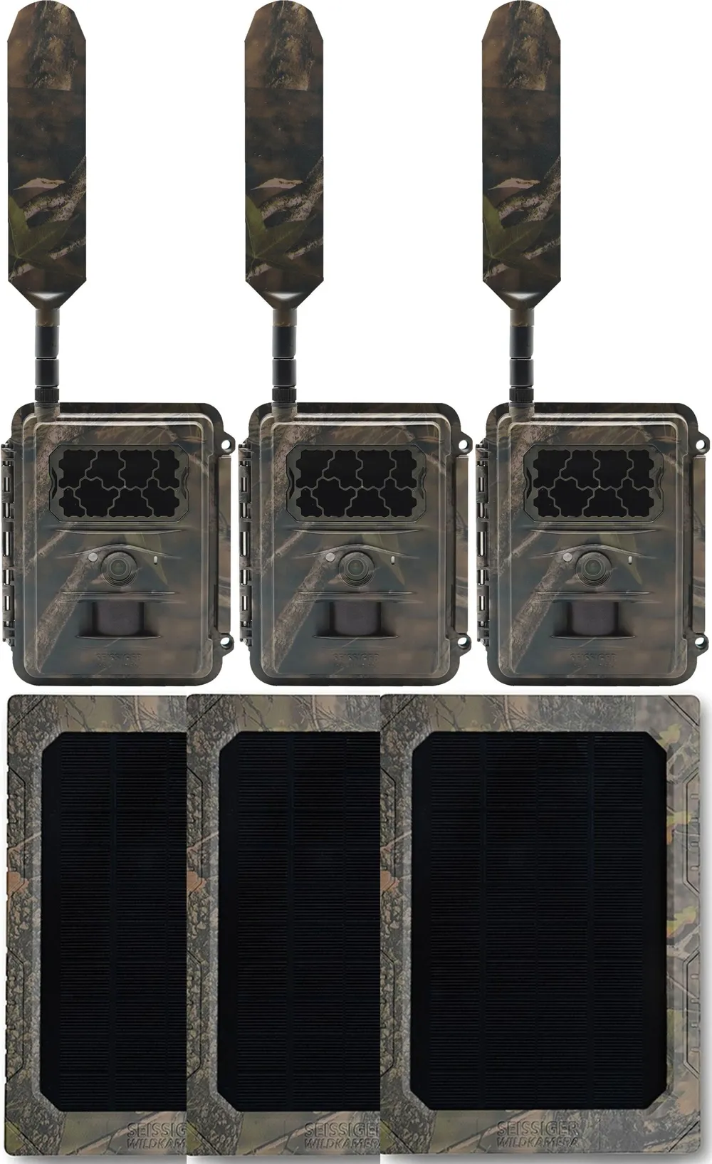 SEISSIGER Base-Cam LTE SUPERSIM-Edition + Solarpanel 3er Pack