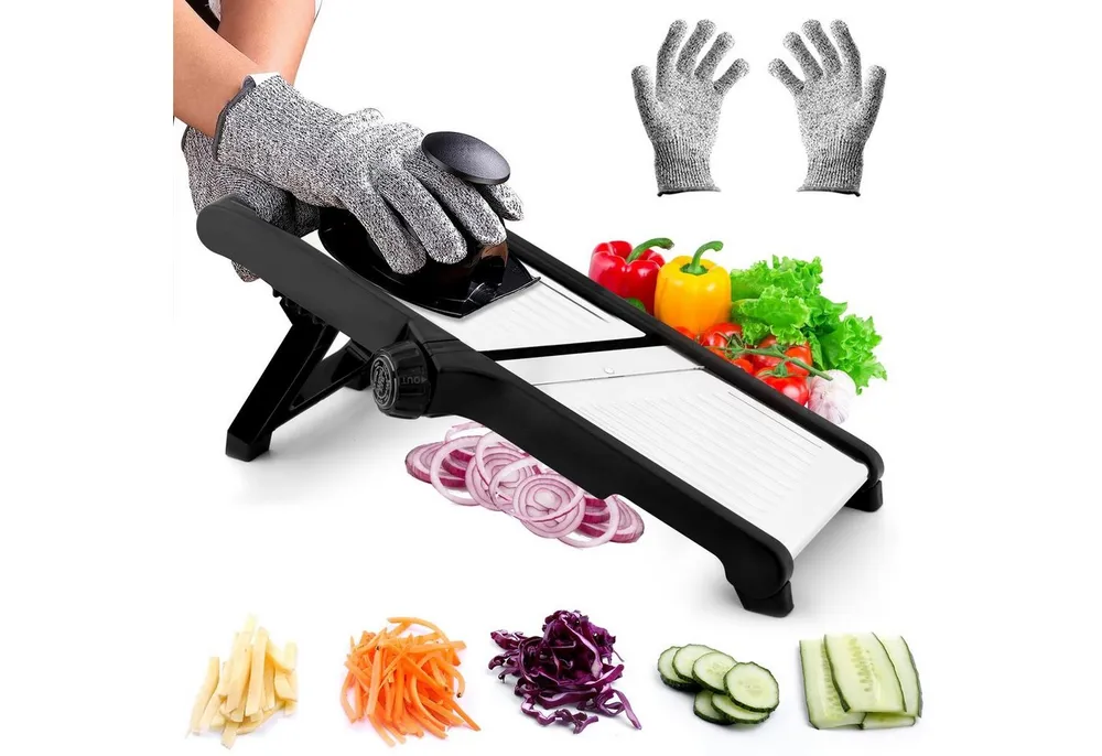 Senmudi Gemüseschneider Mandoline Gemüsehobel,Küchenhobel Schneider mit Edelstahlklingen, Multifunktionaler Gemüseschneider für Gurke.