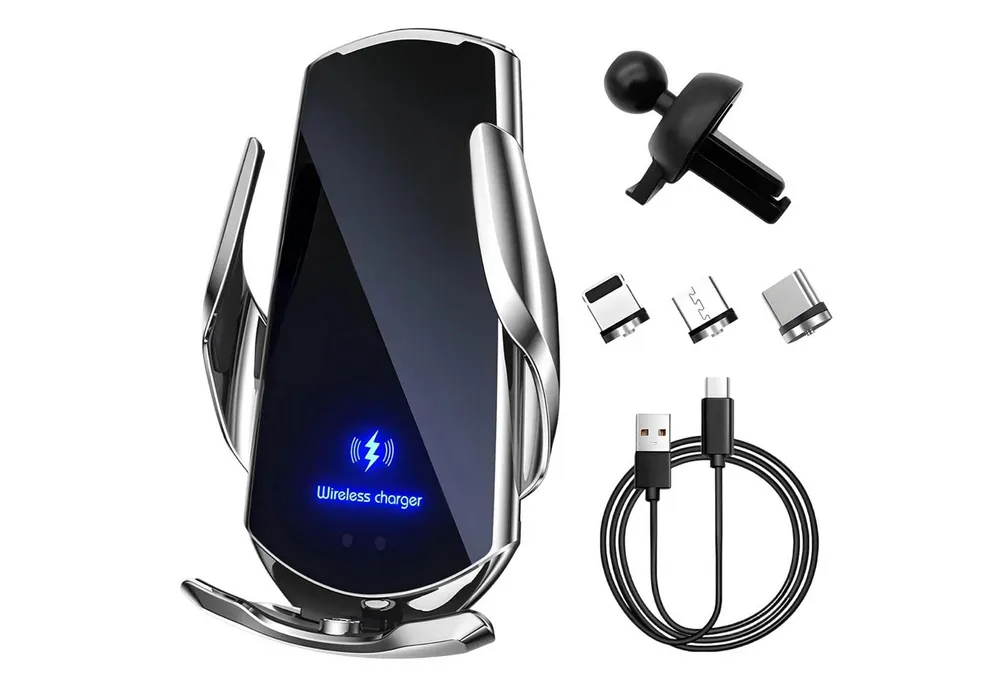 Senmudi Handy-Halterung Kabelloses Autoladegerät 15W, Auto Handyhalterung mit Ladefunktion, (Qi Schnellladegerät, magnetisch und automatische Klemmung, 360° Drehung, für Lüftungsschlitze im Auto, kompatibel mit MagSafe und magnetischen Smartphones)