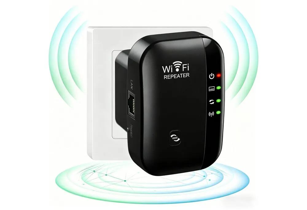Senmudi WiFi Extender Booster, WLAN Repeater Verstärker Bis Zu 5000sq. WLAN-Router, mit 300 Mbps,2,4GHz WiFi Mit Ethernet Port Zu Allen Geräten