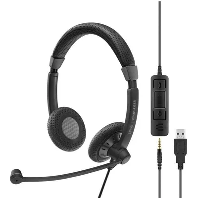 Kopfhörer Sennheiser Impact SC 75 mit Kabel USB-A 3,5 mm für Calls Musik Noise Cancelling Schwarz