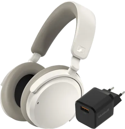 Sennheiser Accentum Wireless Weiß + BlueBuilt Quick-Charge-Ladegerät USB-A-Port 18 W Schwarz