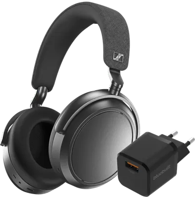 Sennheiser Momentum 4 Wireless Grau + BlueBuilt Quick-Charge-Ladegerät mit USB-A-Port 18 W