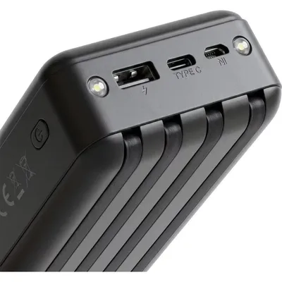 Solar-Powerbank Setty 20000 mAh mit integrierten Kabeln und LED-Taschenlampe