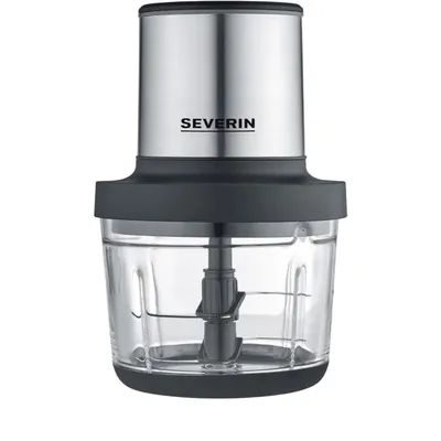 Severin Km 3866 Akku-Universalzerkleinerer mit Akku – 200 W mattschwarz/gebürsteter Edelstahl/Glas