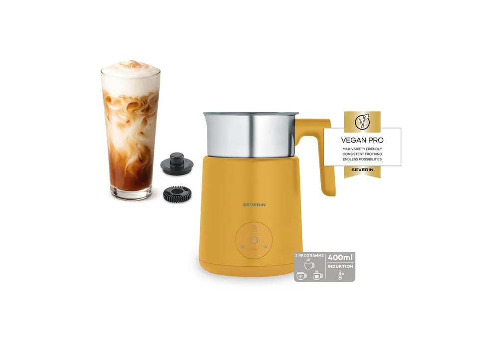 Severin Milchaufschäumer SPUMA LITE SM 3597, 500 W, kaltes & warmes Aufschäumen, Schoko-Funktion, auch vegane Milch, gelb