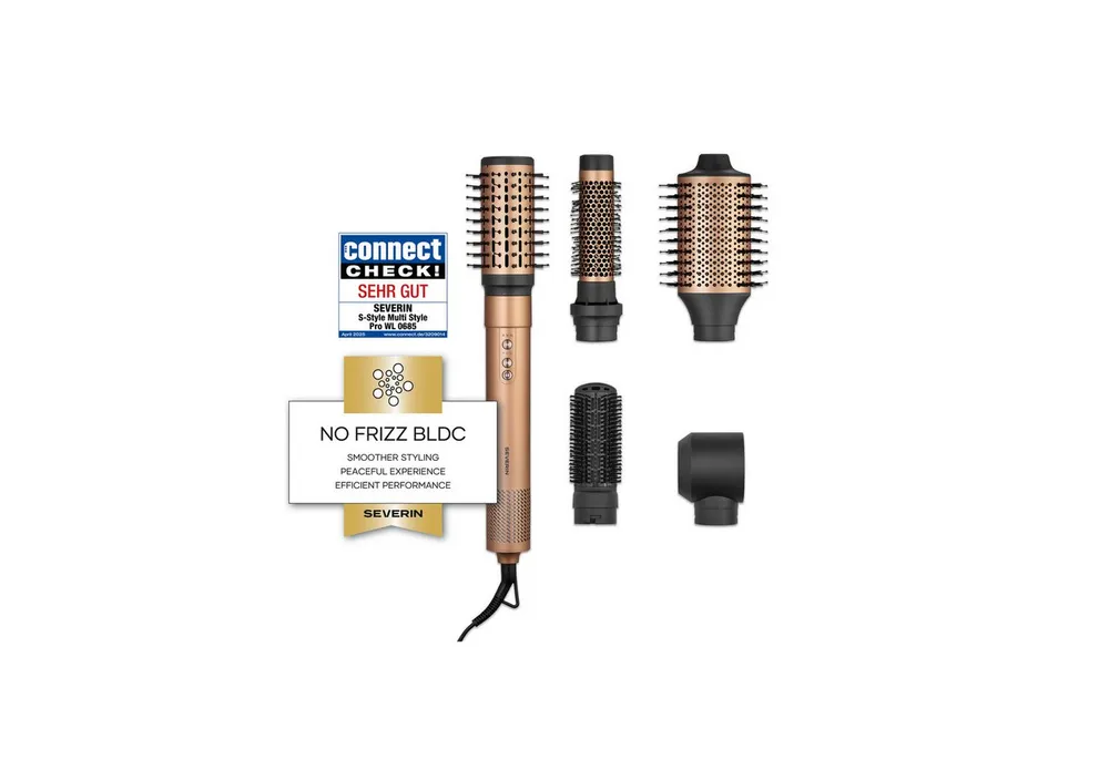 Severin Multihaarstyler S-Style Multi-Styler Pro, WL 0685, 5 Aufsätze, Föhn - Trockner - Volumisieren - Locken - Glätten, bronze