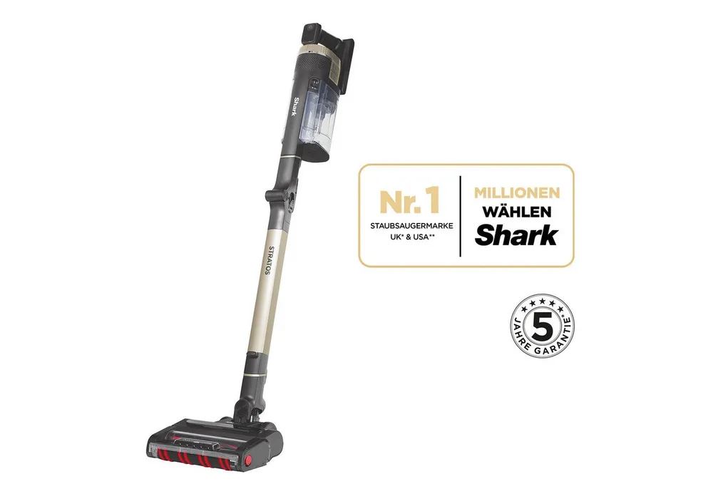 Shark Akku-Hand-und Stielstaubsauger Shark Stratos Akku-Staubsauger [Einzelakku] IZ400EUT, beutellos, - Mit Anti-Allergen Complete Seal