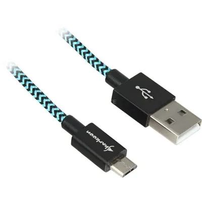 USB 2.0 Kabel Sharkoon USB-A auf Micro-USB 1m Geflochten Schwarz/Cyan