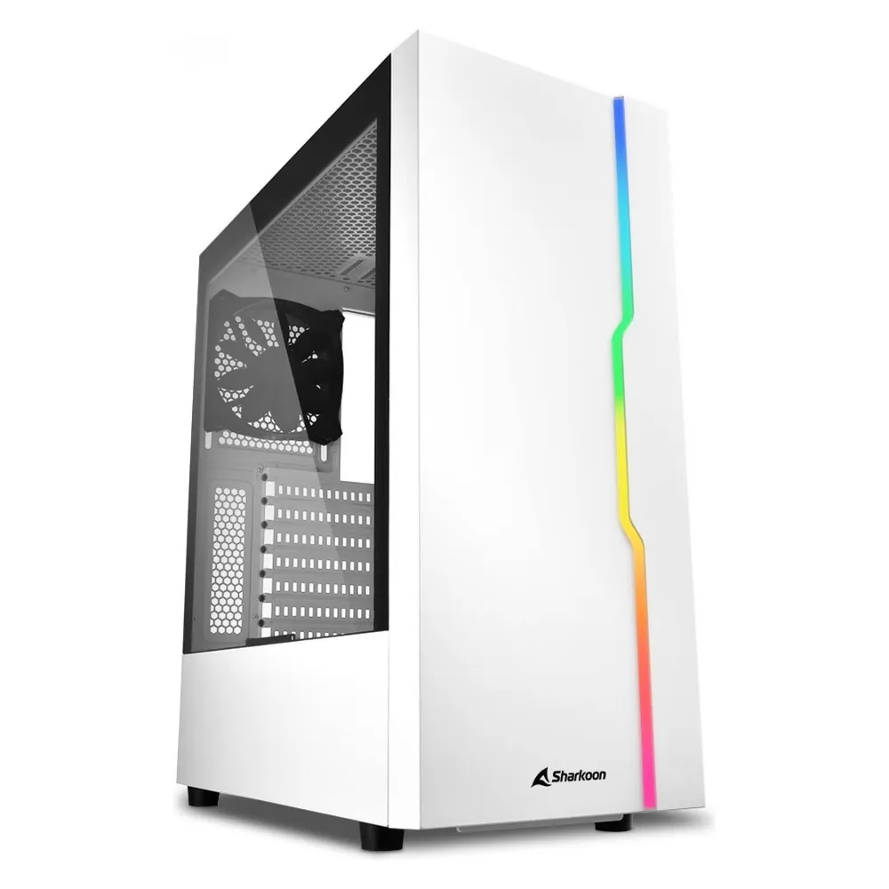 Sharkoon RGB Slider ATX gehärtetes Glas USB 3.0 ARGB Weiß