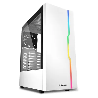 Sharkoon RGB Slider ATX gehärtetes Glas USB 3.0 ARGB Weiß