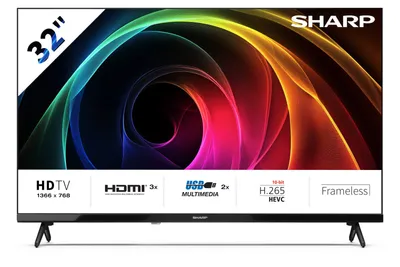 TV Sharp LED 32HA1205E 32" HD Ready 60Hz Dolby Audio Triple Tuner Frameless