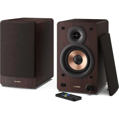 Sharp CP-SS30(BR) 2-Wege-Aktivlautsprecher 60W RMS, Holzgehäuse, Bluetooth, optisch, USB, RCA, AUX