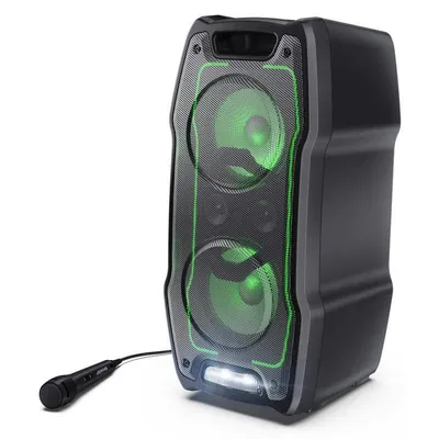 Sharp PS-931 Party-Lautsprecher mit Mikrofon, TWS, Bluetooth 5.3, 2xUSB, 2x6,3 mm RGB-Licht, 180 W, 13 Stunden, Schwarz.
