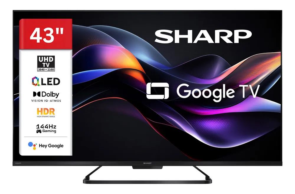 Sharp 43HR7765E QLED-Fernseher (108 cm/43 Zoll, 4K Ultra HD, Google TV, Google TV, 144Hz Gaming, HDR Dolby Vision & Dolby Atmos)