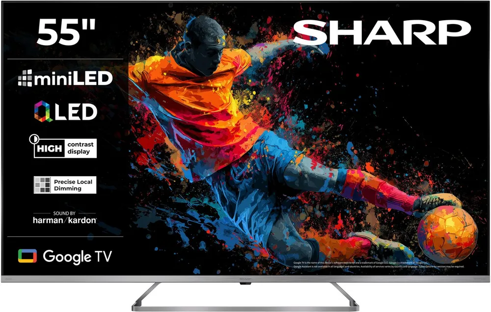 Sharp 4T-C55JPx QLED Mini LED-Fernseher (139 cm/55 Zoll, 4K Ultra HD, Smart-TV, Google TV)