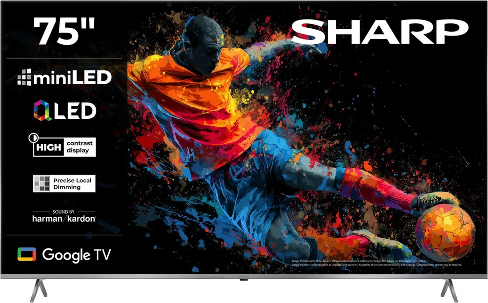 Sharp 4T-C75JPx QLED Mini LED-Fernseher (189 cm/75 Zoll, 4K Ultra HD, Google TV)