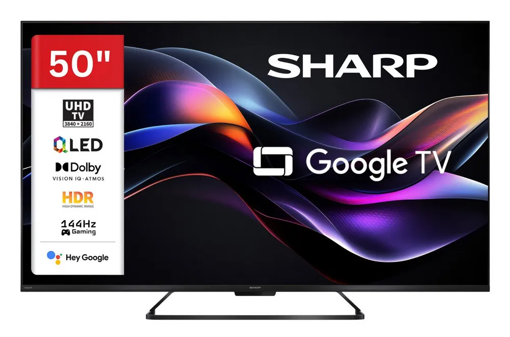 Sharp 50HR7765E QLED-Fernseher (126 cm/50 Zoll, 4K Ultra HD, Google TV, Google TV, 144Hz Gaming, HDR Dolby Vision & Dolby Atmos)