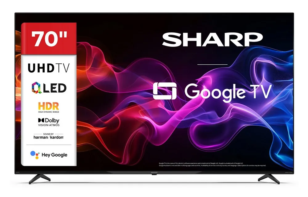 Sharp 70HP5765E QLED-Fernseher (177 cm/70 Zoll, 4K Ultra HD, Google TV, Google TV, HDR Dolby Vision & Atmos, Sound by Harman Kardon)