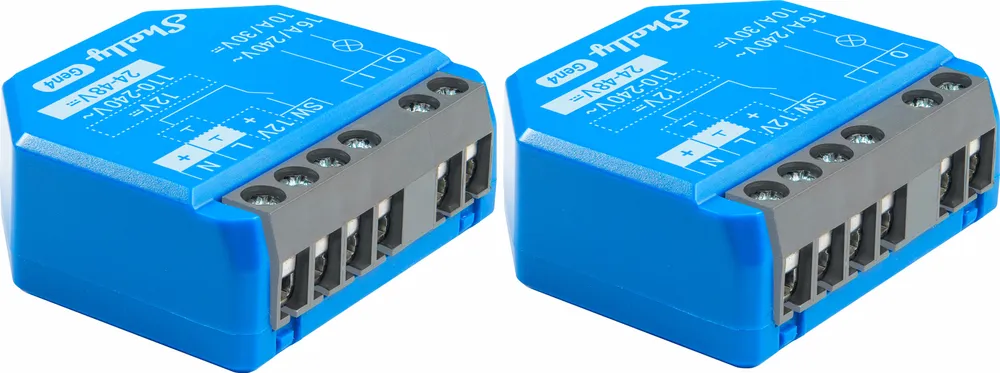 SHELLY Relais 1 Gen4, 16 A, WLAN, Bluetooth, blau, 2 Stück