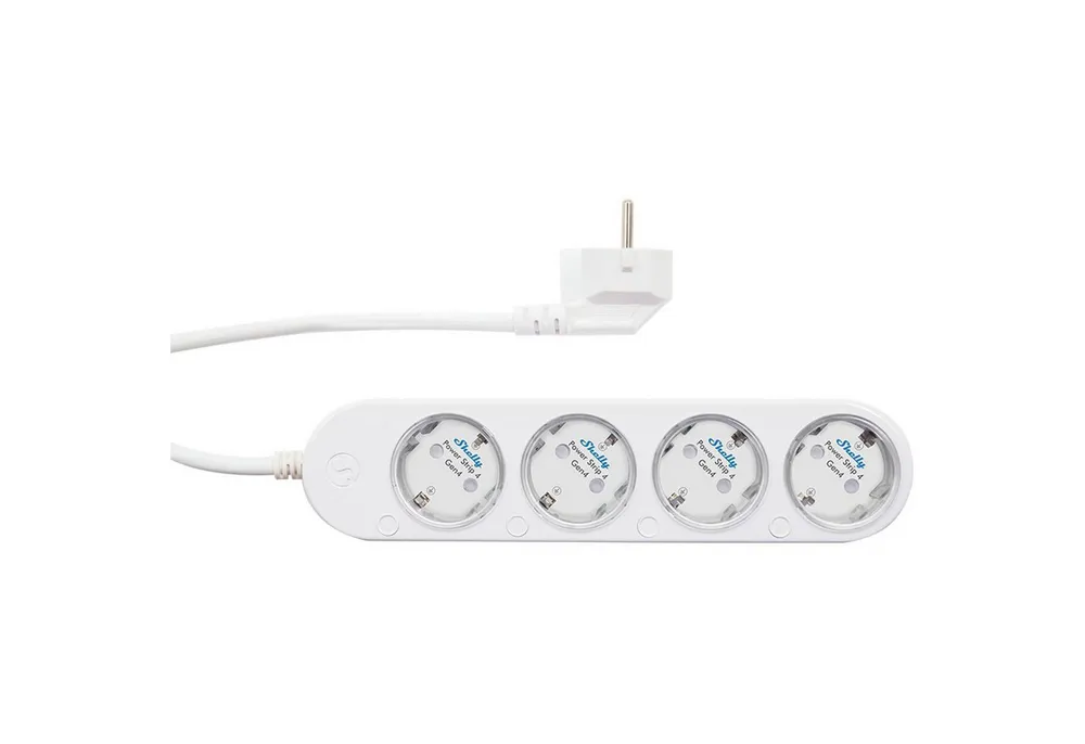 Shelly SHELLY Power Strip 4 Gen4, 4-fach Steckdosenleiste, weiß, WiFi Smarte Vierfach-Steckdosenleiste