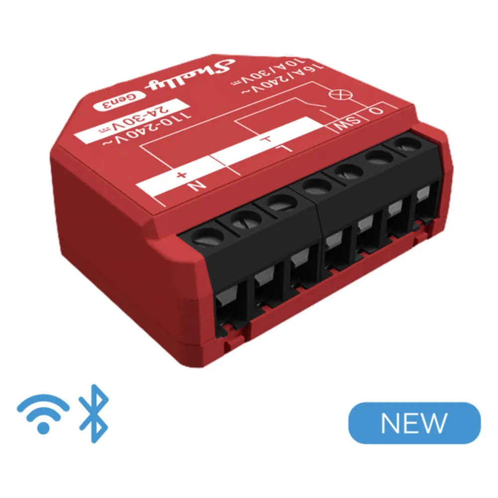 SHELLY Smart-Schalter 1PM Gen3, Relais, Unterputz, 1 Kanal, max. 16 A, WLAN, Bluetooth