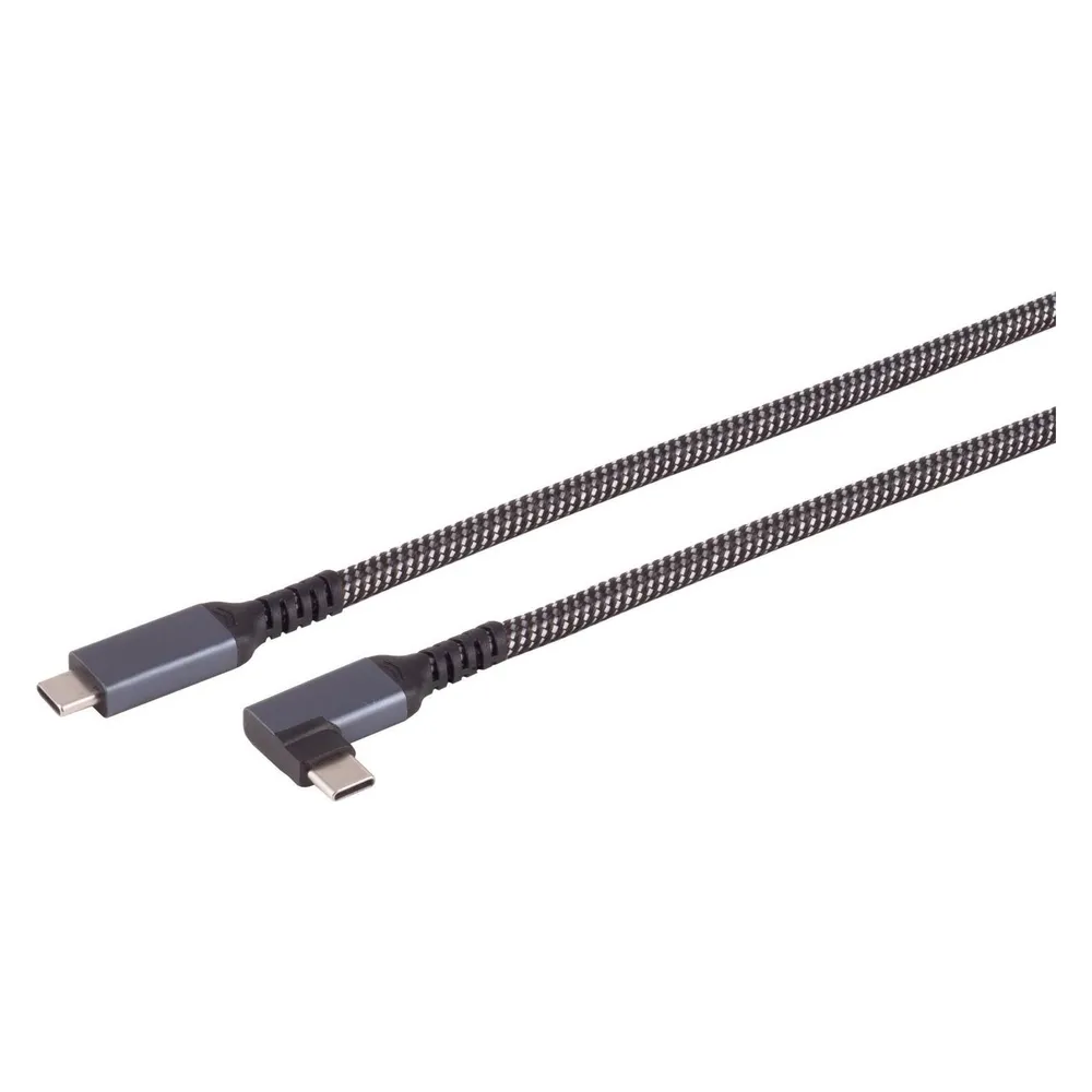 Shiverpeaks S/CONN maximum connectivity USB-C Ladekabel, 3.2, 90°, 100W PD, Textilummantelung, 2m