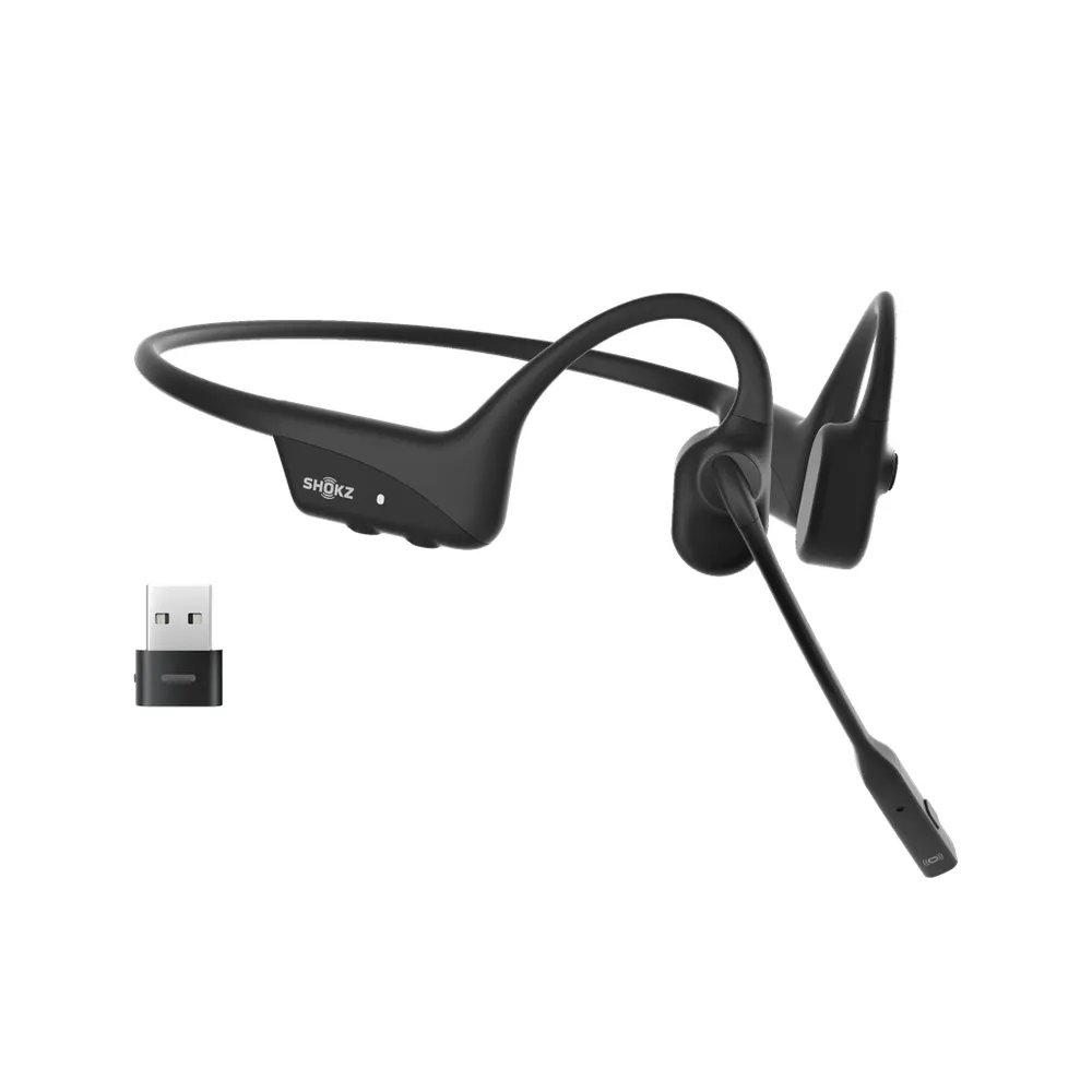 Kopfhörer Shokz C120-AC-BK kabellos Bluetooth mit aktiver Geräuschunterdrückung, Mikrofon und Knochenleitung, Schwarz