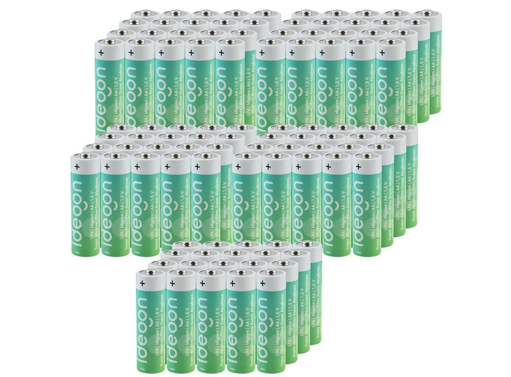 shop'n smile ideoon AA Batterien (20er-Pack) – Super Alkaline Mignon-Zellen mit 1,5V Batterie, Langlebige & auslaufsichere Batterien für den Alltag