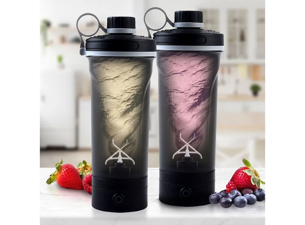 shop'n smile ideoon Akku-Smoothie-Maker Akku-Shaker Protein-Mixer tragbar mit USB-C Ø10,6 x 25,6 cm, 600ml Akku-Shaker für klumpenfreie Proteinshakes