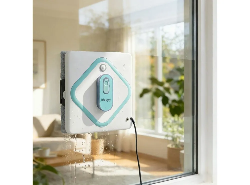 shop'n smile ideoon Fensterputzroboter 3000Pa Glasreinigungsroboter mit App-Steuerung, Fernbedienung, 5 Reinigungsrouten, Notstrom-System, Düsen-Sprühfunktion