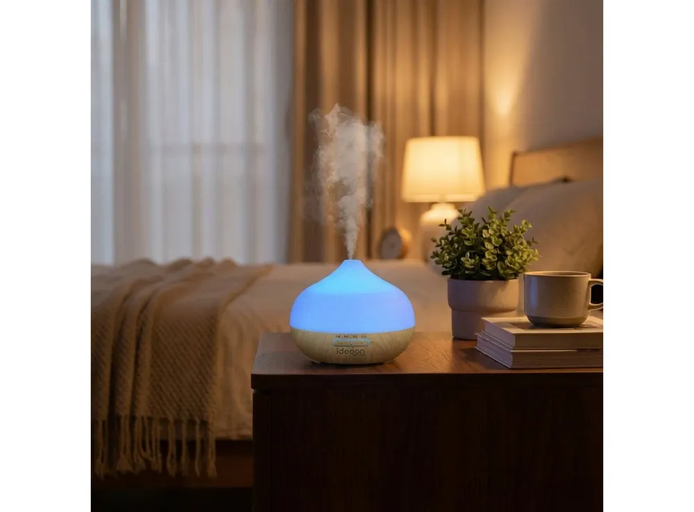 shop'n smile ideoon Luftbefeuchter Stilvoller Aroma Diffusor & Luftbefeuchter mit RGB Farblicht und Timer, 0,3 l Wassertank, Dauerbetrieb