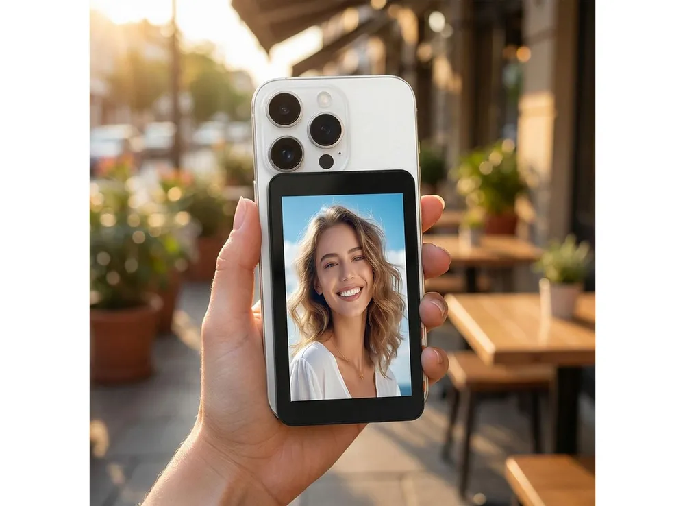shop'n smile ideoon Selfie-Stick Magnetischer Smartphone Selfie Monitor, 4,02 Zoll Vlogging Display, 480x800 Pixel, Bluetooth 5.0