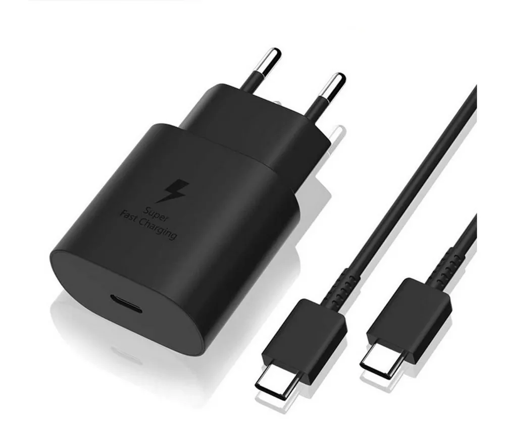 Shopbrothers Schnellladegerät 25W USB C für Samsung Galaxy S23 S22 S21 S20 Ultra USB-Ladegerät (2,70 mA, Set, 1 Stück, inkl. 1m / 2m Ladekabel)